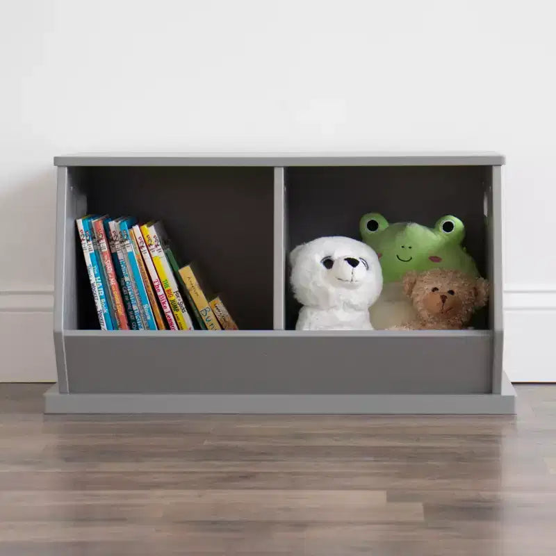 Wood Toy Storage Cubby and Kids' Bookcase Gray - Toy Organizer, MDF Frame, Open Shelf, 2+ Years