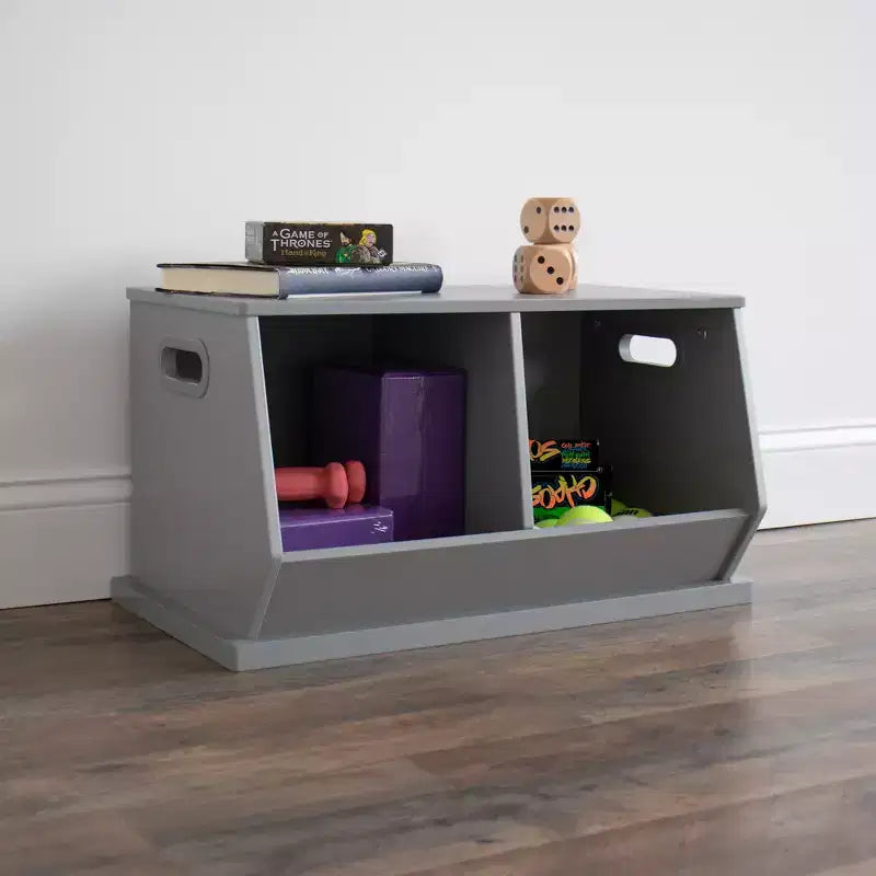 Wood Toy Storage Cubby and Kids' Bookcase Gray - Toy Organizer, MDF Frame, Open Shelf, 2+ Years