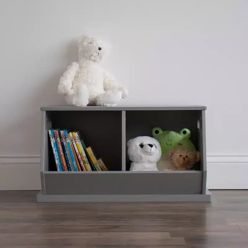 Wood Toy Storage Cubby and Kids' Bookcase Gray - Toy Organizer, MDF Frame, Open Shelf, 2+ Years