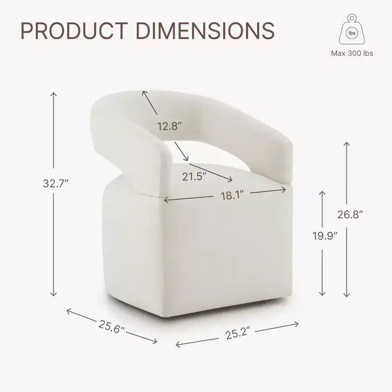 Modern Dining Chair with Casters & Open Back