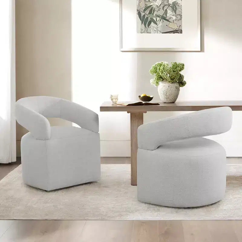 Modern Dining Chair with Casters & Open Back