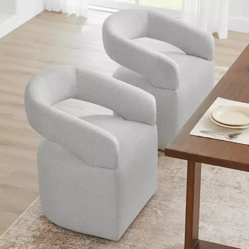 Modern Dining Chair with Casters & Open Back