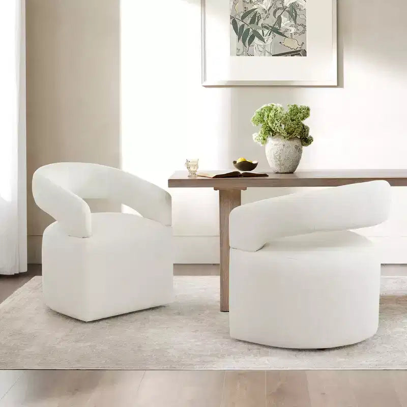 Modern Dining Chair with Casters & Open Back