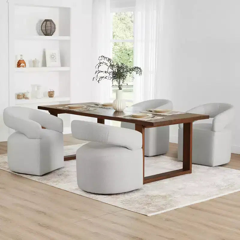 Modern Dining Chair with Casters & Open Back