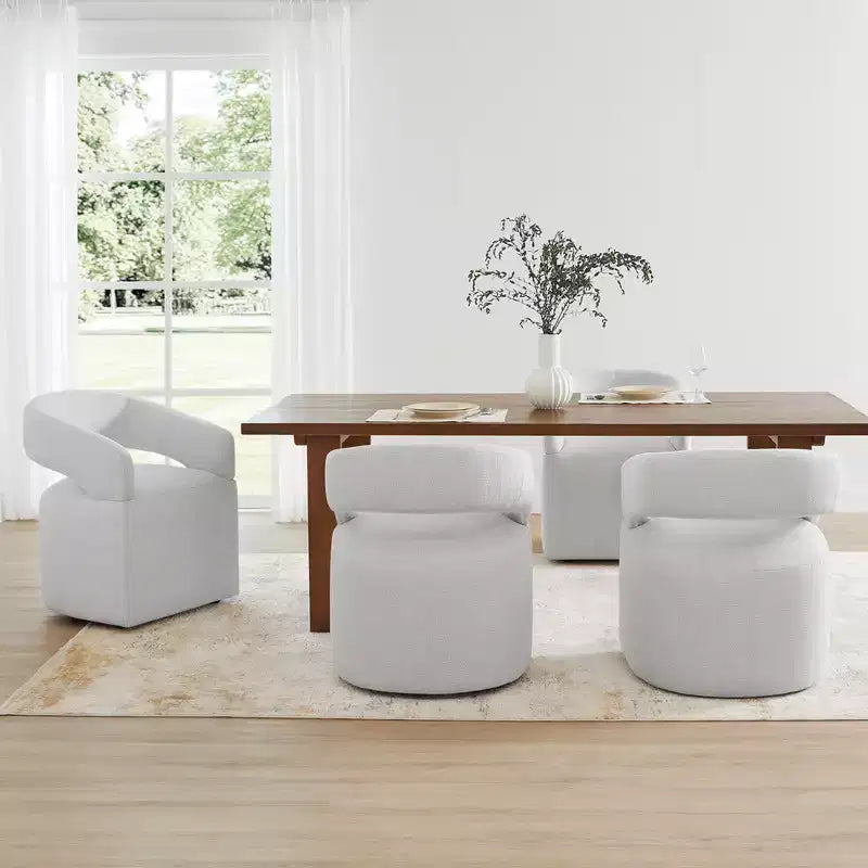 Modern Dining Chair with Casters & Open Back