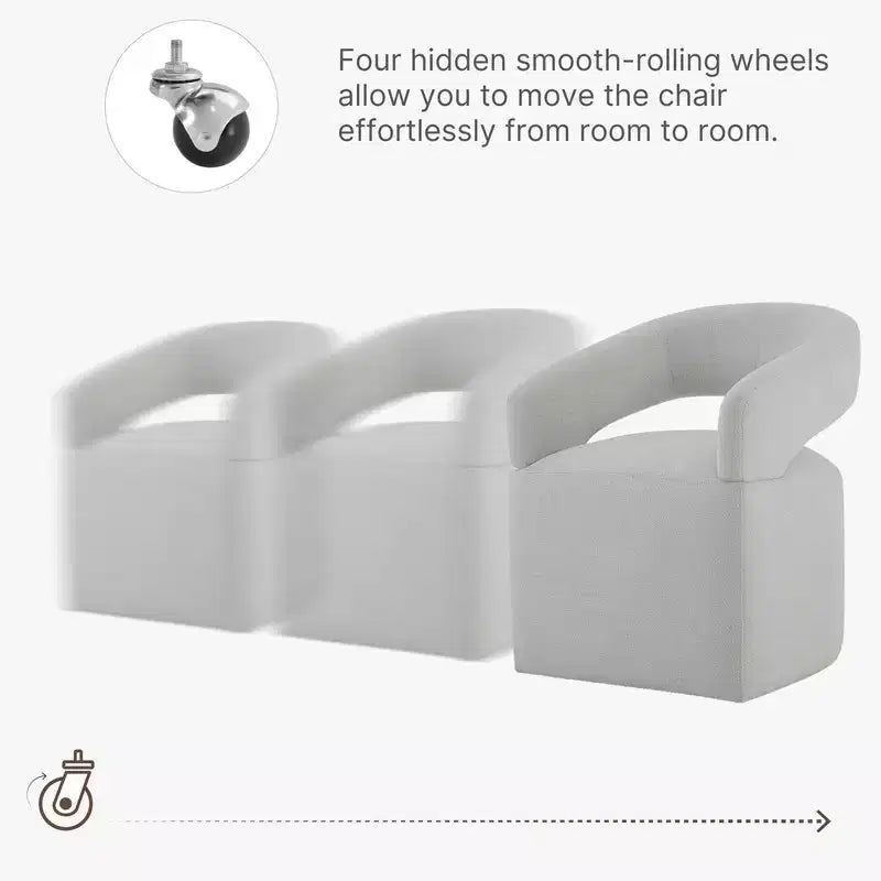 Modern Dining Chair with Casters & Open Back