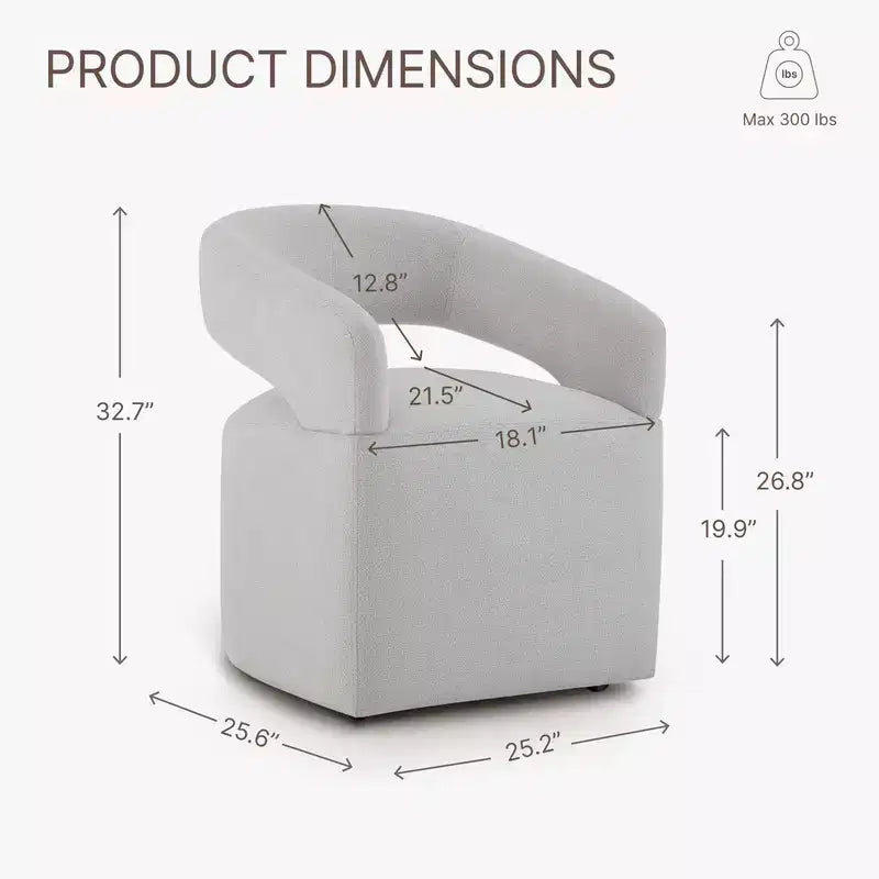 Modern Dining Chair with Casters & Open Back