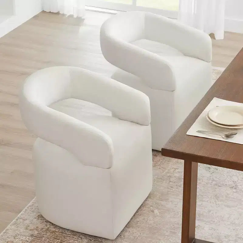 Modern Dining Chair with Casters & Open Back