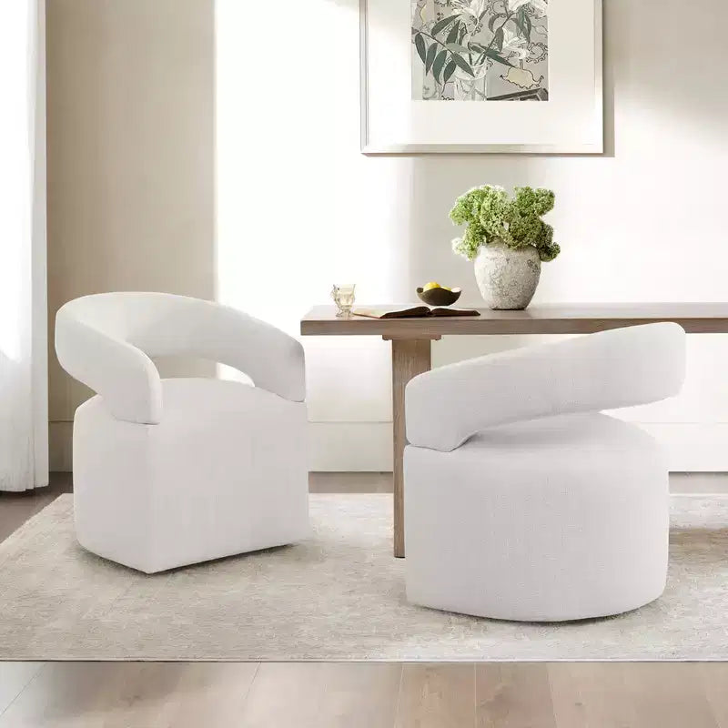 Modern Dining Chair with Casters & Open Back