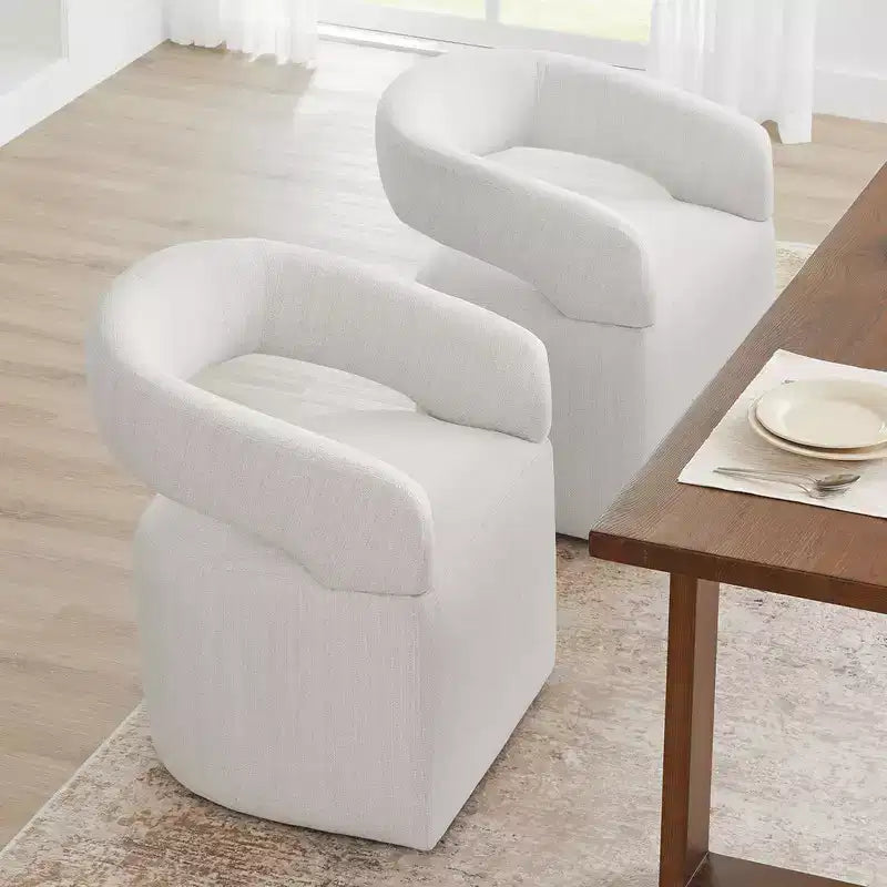 Modern Dining Chair with Casters & Open Back