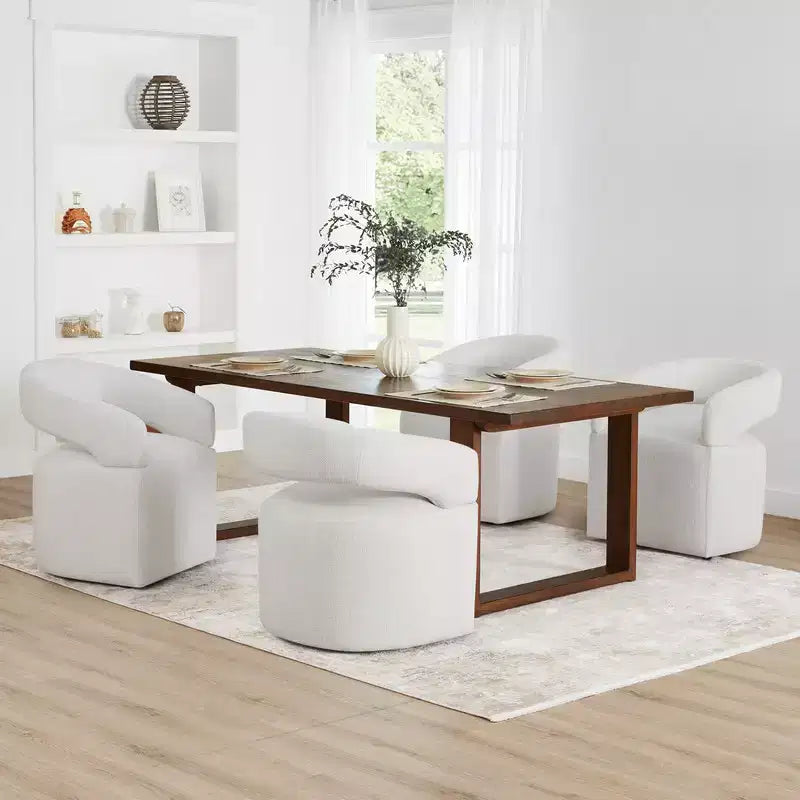 Modern Dining Chair with Casters & Open Back