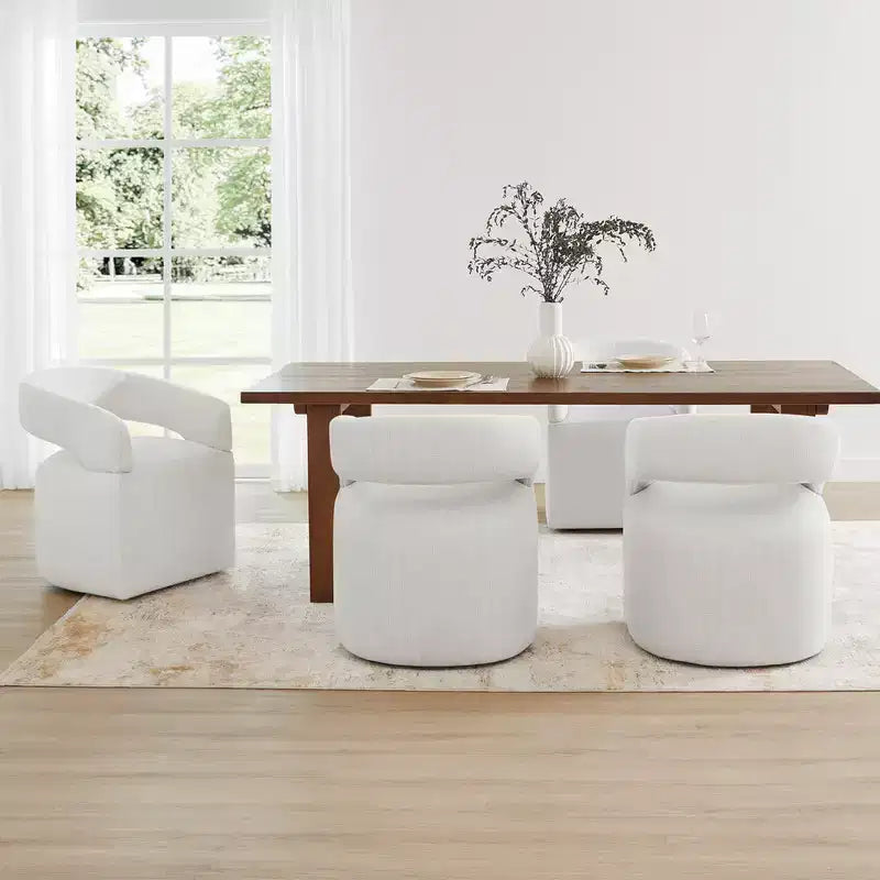 Modern Dining Chair with Casters & Open Back