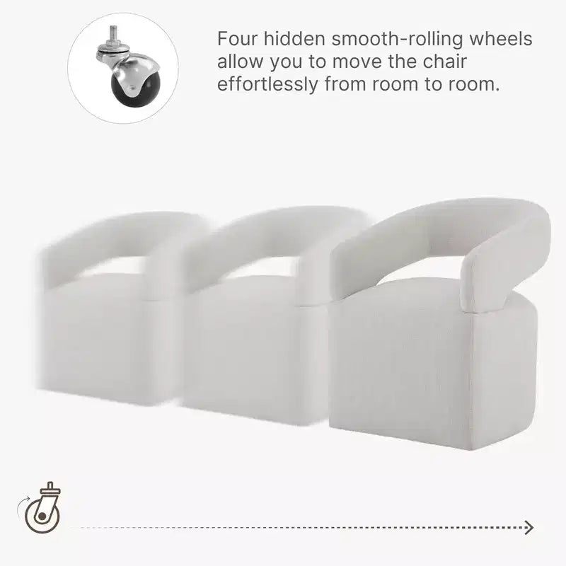 Modern Dining Chair with Casters & Open Back