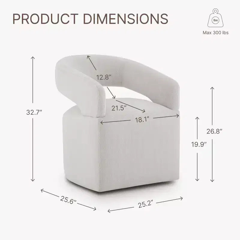Modern Dining Chair with Casters & Open Back