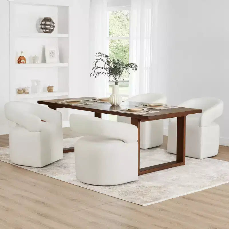 Modern Dining Chair with Casters & Open Back