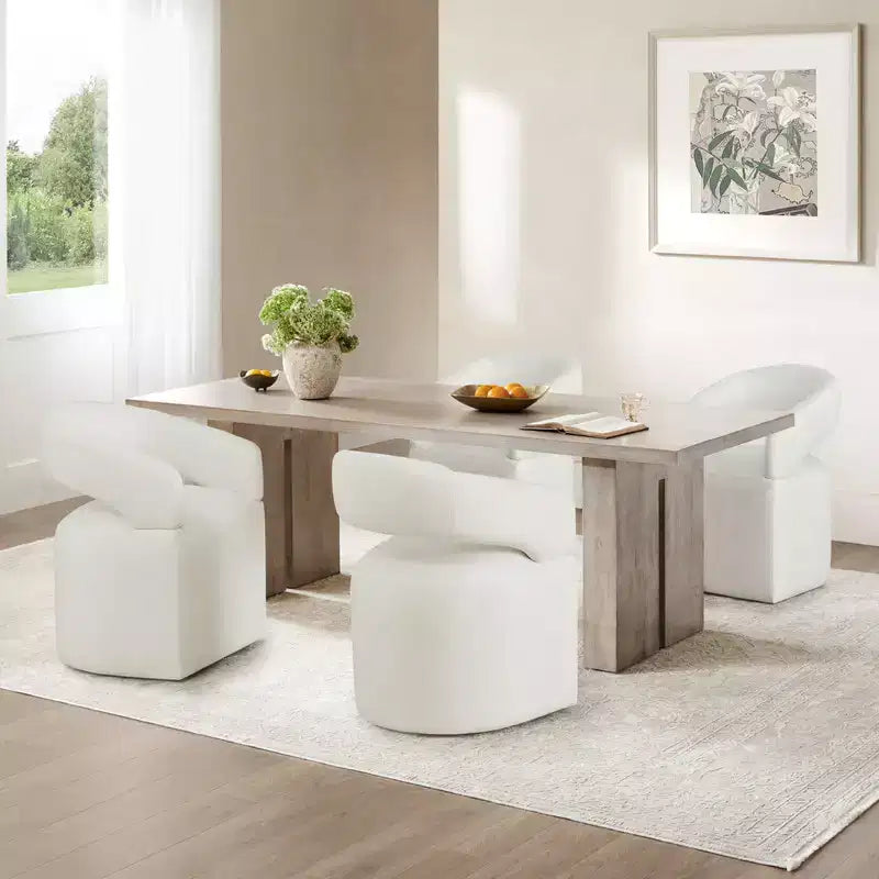 Modern Dining Chair with Casters & Open Back