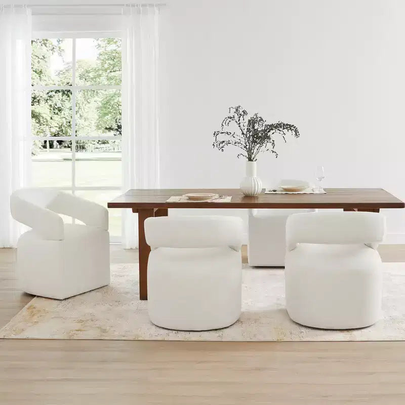 Modern Dining Chair with Casters & Open Back