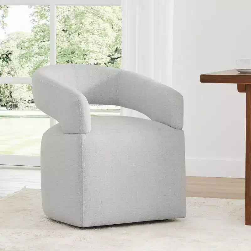 Modern Dining Chair with Casters & Open Back