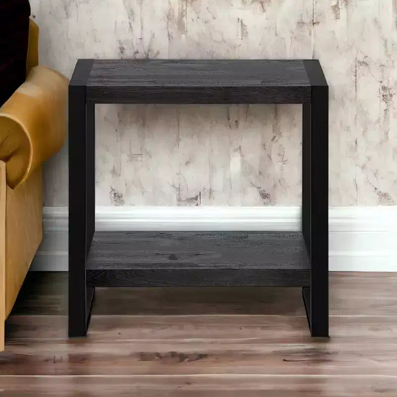 24 Black End Table With Shelf
