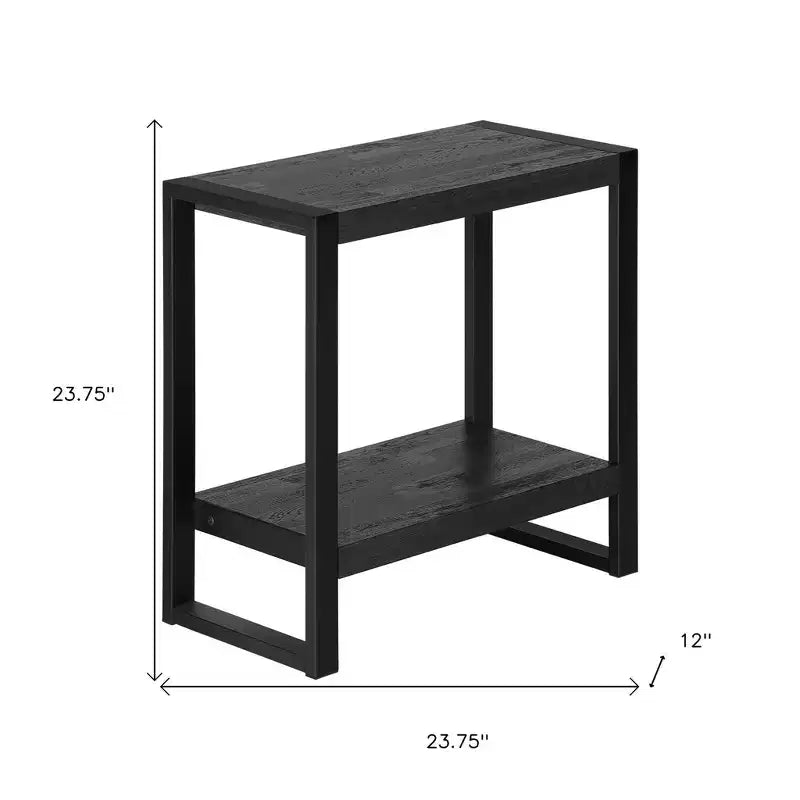 24 Black End Table With Shelf