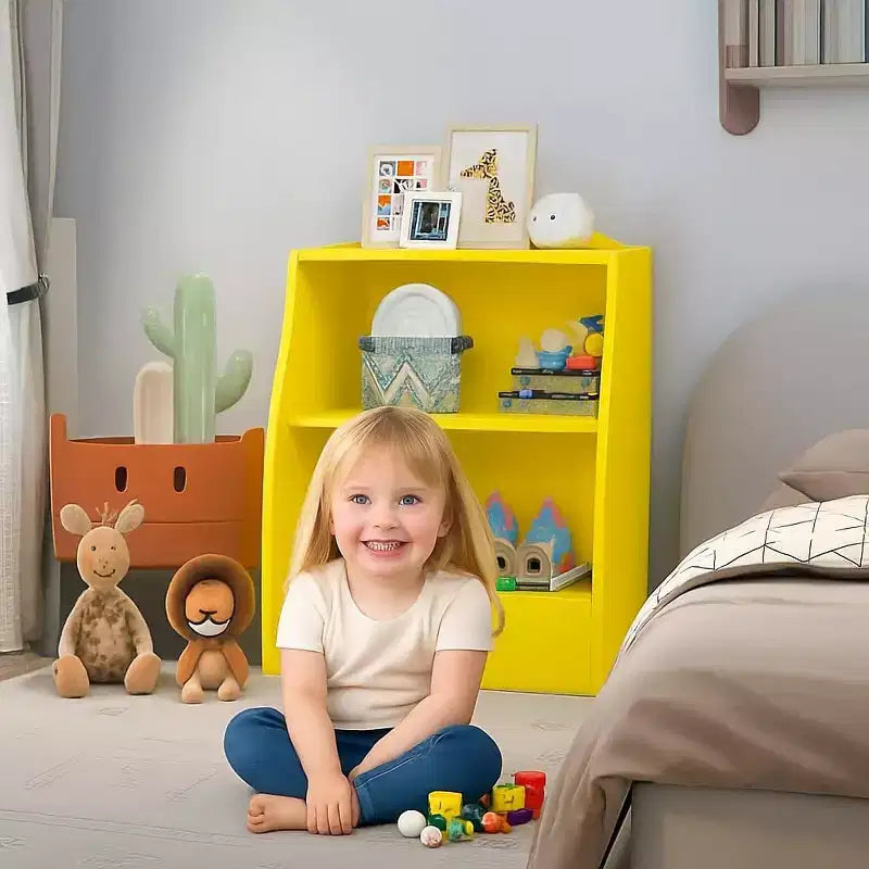Toy Bookshelf & Storage Organizer, Playroom Toy Organizer & Storage, 2 Tier Wood Toy Storage Organizer for Kids Rooms, Living Room, Bedroom