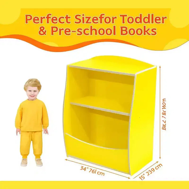 Toy Bookshelf & Storage Organizer, Playroom Toy Organizer & Storage, 2 Tier Wood Toy Storage Organizer for Kids Rooms, Living Room, Bedroom