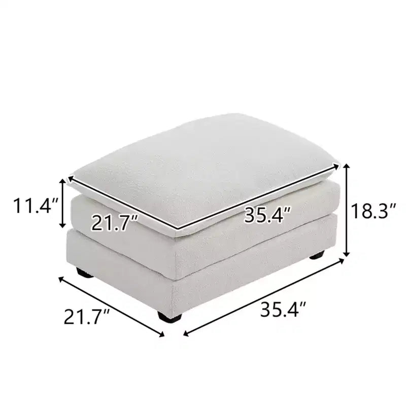 35.4'' Double Cushion Blue Chenille Ottoman