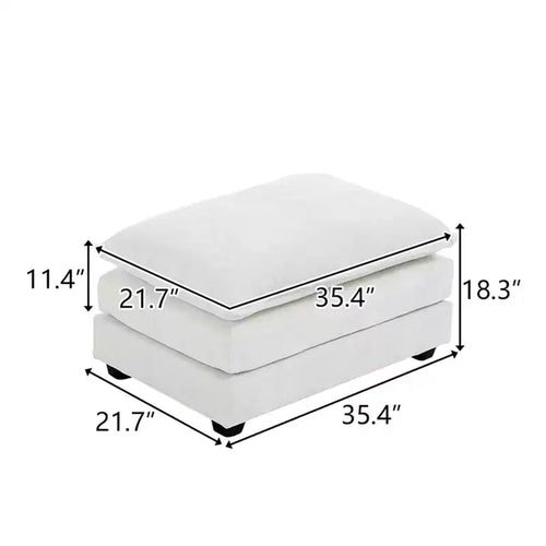 35.4'' Double Cushion Blue Chenille Ottoman