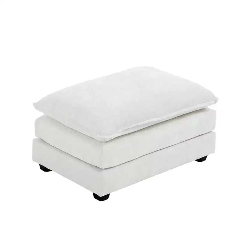 35.4'' Double Cushion Blue Chenille Ottoman