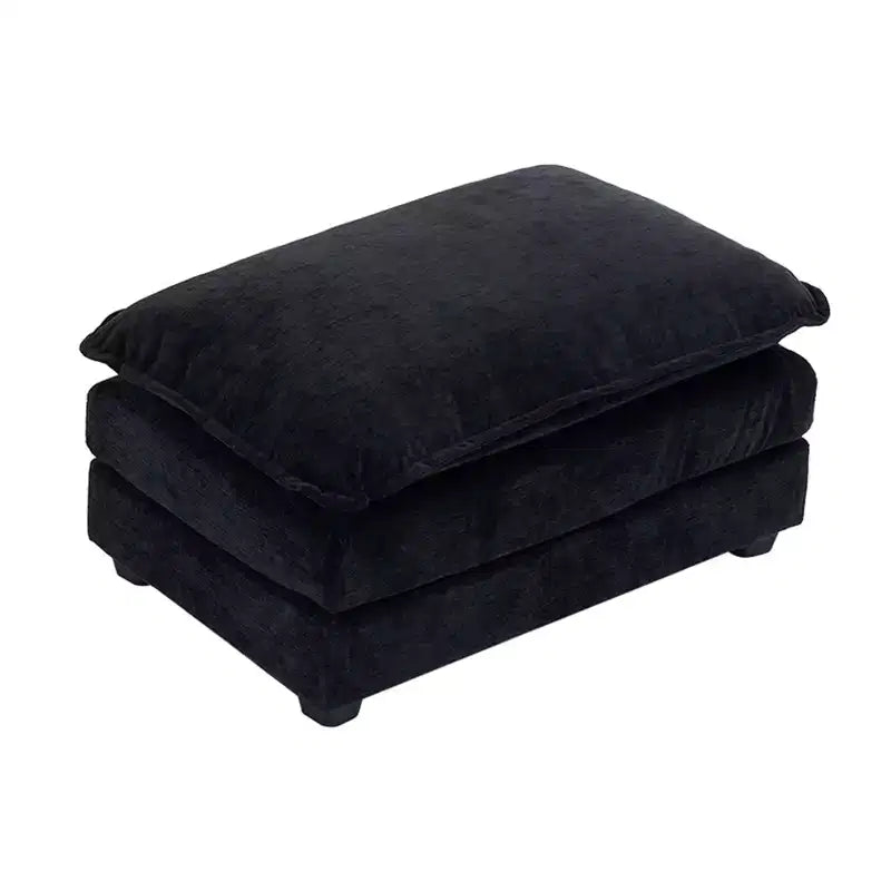 35.4'' Double Cushion Blue Chenille Ottoman