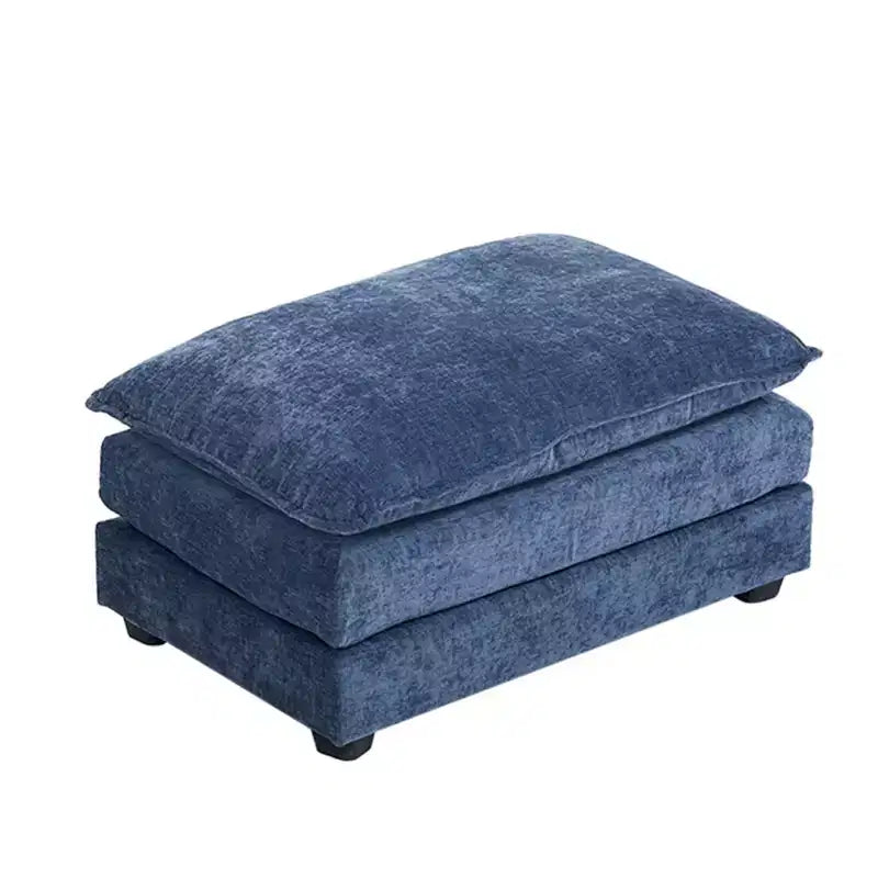 35.4'' Double Cushion Blue Chenille Ottoman