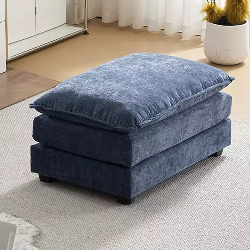 35.4'' Double Cushion Blue Chenille Ottoman