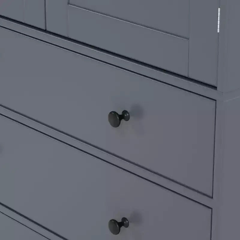 77in Farmhouse Pantry Cabinet, Freestanding Tall Cabinet with 3 Adjustable Shelves, 8 Door Shelves, 3 Drawers, Storage Cabinet for Kitchen