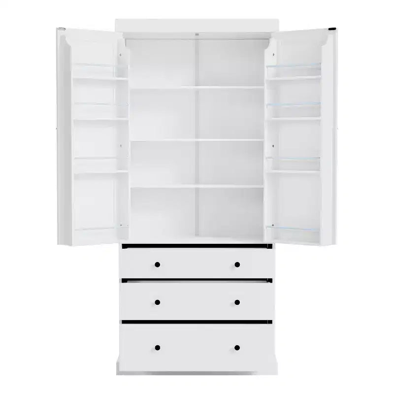 77in Farmhouse Pantry Cabinet, Freestanding Tall Cabinet with 3 Adjustable Shelves, 8 Door Shelves, 3 Drawers, Storage Cabinet for Kitchen
