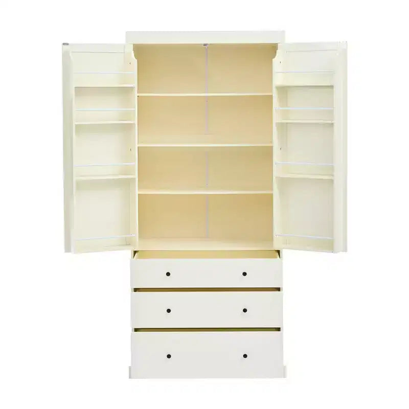 77in Farmhouse Pantry Cabinet, Freestanding Tall Cabinet with 3 Adjustable Shelves, 8 Door Shelves, 3 Drawers, Storage Cabinet for Kitchen