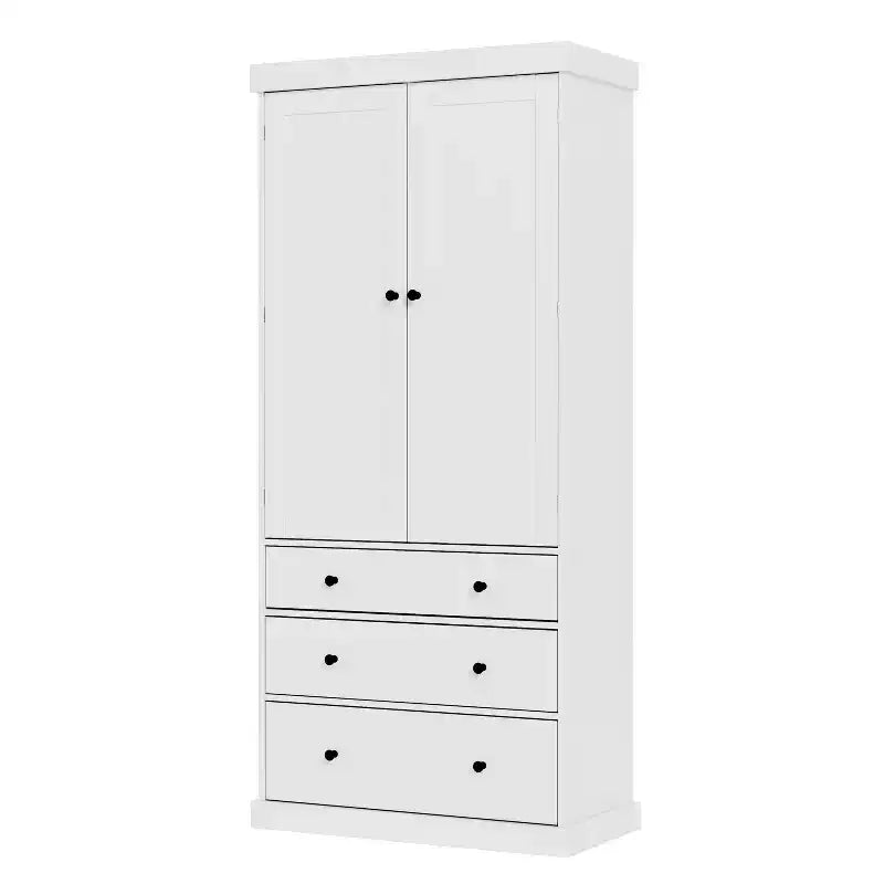 77in Farmhouse Pantry Cabinet, Freestanding Tall Cabinet with 3 Adjustable Shelves, 8 Door Shelves, 3 Drawers, Storage Cabinet for Kitchen