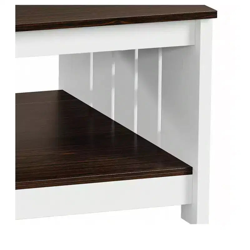 Coffee Table With Storage Farmhouse Coffee Table Wood Cocktail Table Square Living Room Table With Half Open Storage Compartment