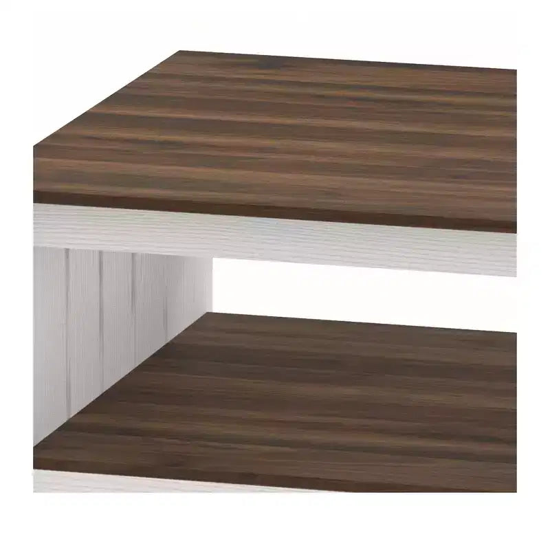 Coffee Table With Storage Farmhouse Coffee Table Wood Cocktail Table Square Living Room Table With Half Open Storage Compartment