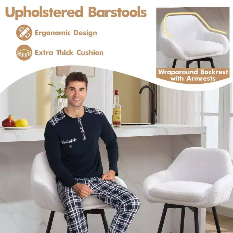 Counter Height Bar Chair with Backs and Armrests, 360 Swivel for Home Bar Pubs