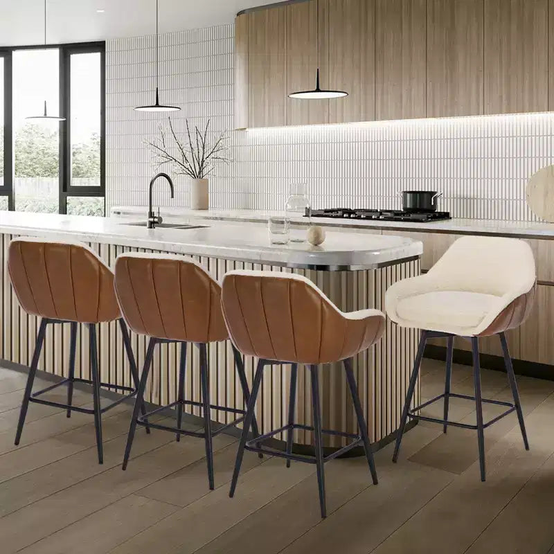 Counter Height Bar Chair with Backs and Armrests, 360 Swivel for Home Bar Pubs