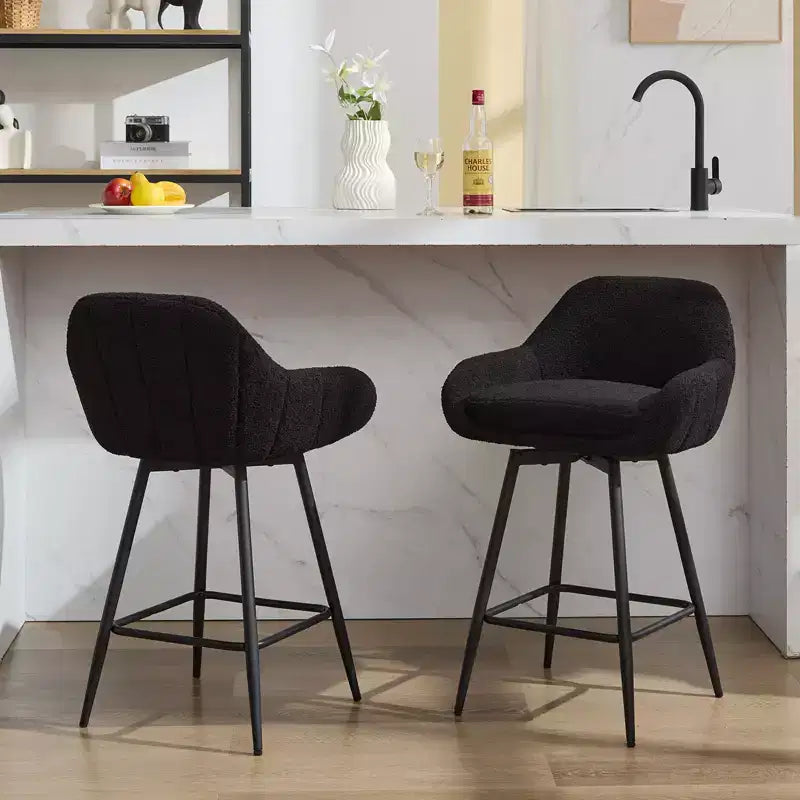 Counter Height Bar Chair with Backs and Armrests, 360 Swivel for Home Bar Pubs