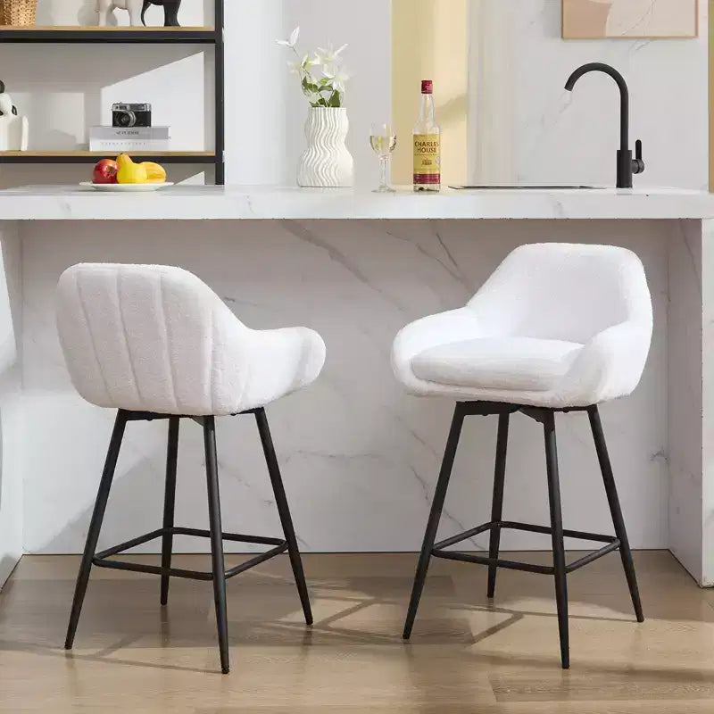 Counter Height Bar Chair with Backs and Armrests, 360 Swivel for Home Bar Pubs