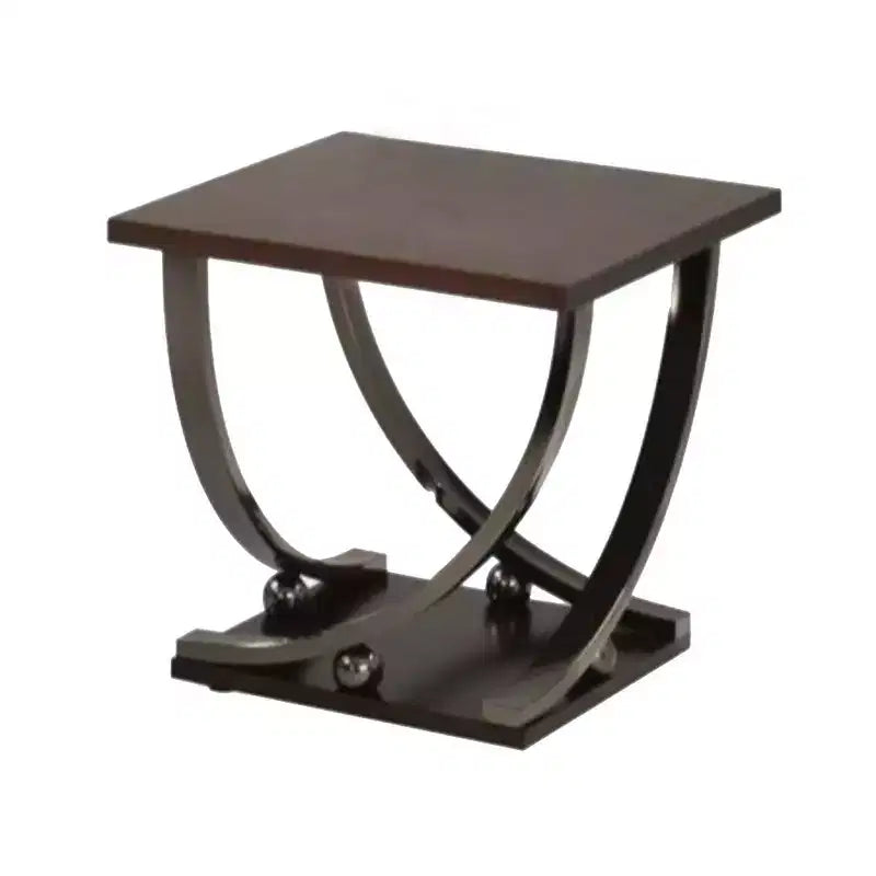 Wood and Metal End Table with Sweeping Legs