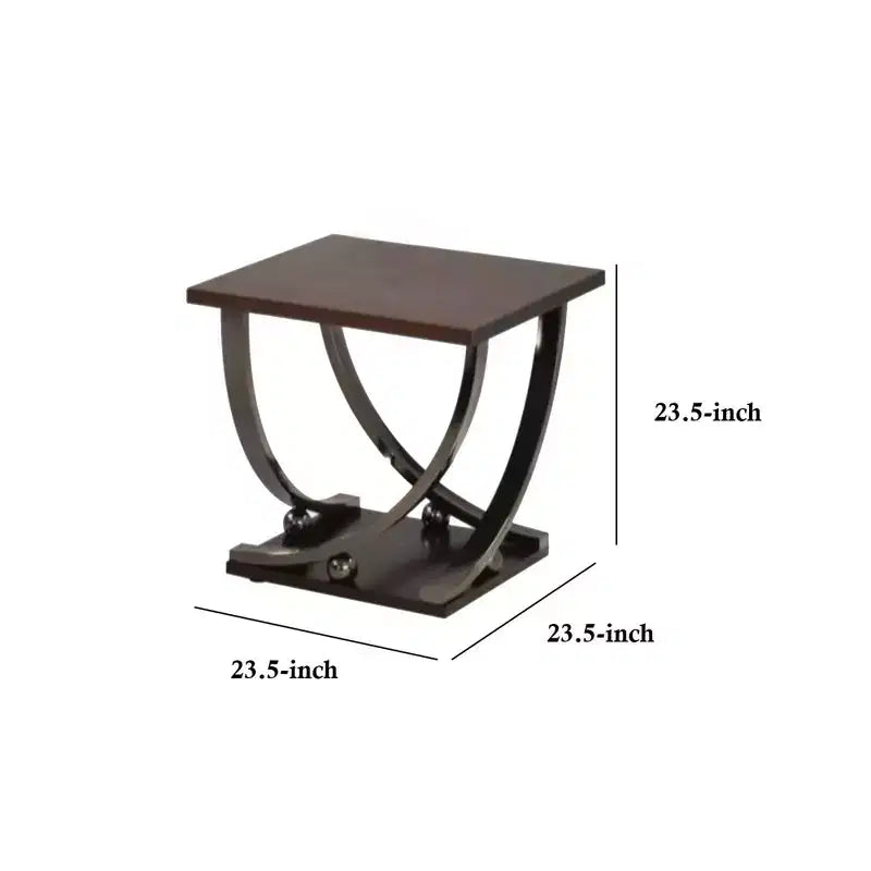 Wood and Metal End Table with Sweeping Legs
