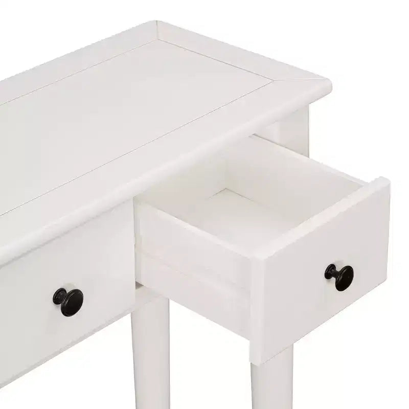 59.8IN Retro Entryway Table with 4 Drawers, Narrow Console Table with Open Shelves, Hallway Table for Living Room, Foyer, White