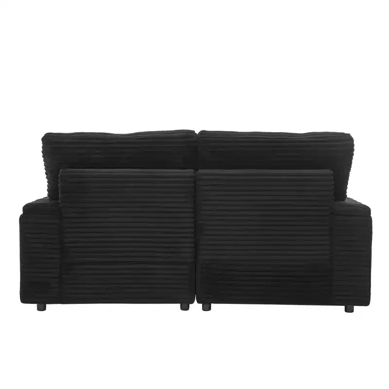Modern Corduroy Loveseat Sofa with Two Movable Ottomans