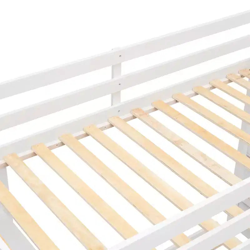 Twin over Full Separable Bunk Beds with Storage Stairs, Wood L-Shape Bunk Bed Frame with 4 Drawers and Shelves for Kids Teens Adults