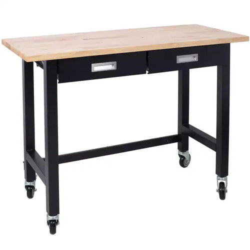 48/60IN Wide Office Desk with Adjustable Height, Standing Desk with Metal Wheels, Computer Desk for Living Room, Workshop, Office