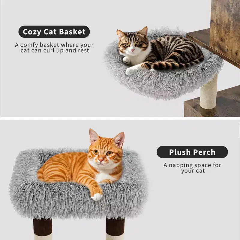 Cat Tree with Litter Box Enclosure, 2-in-1 Multi-Level Cat Furniture with Hammock & Scratching Posts