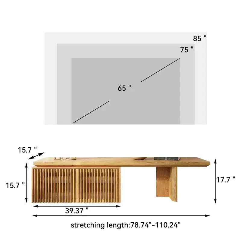 78.7-110Extendable TV Media Console for Up to 55+ Inch,Modern TV Stand,Entertainment Center with Storage